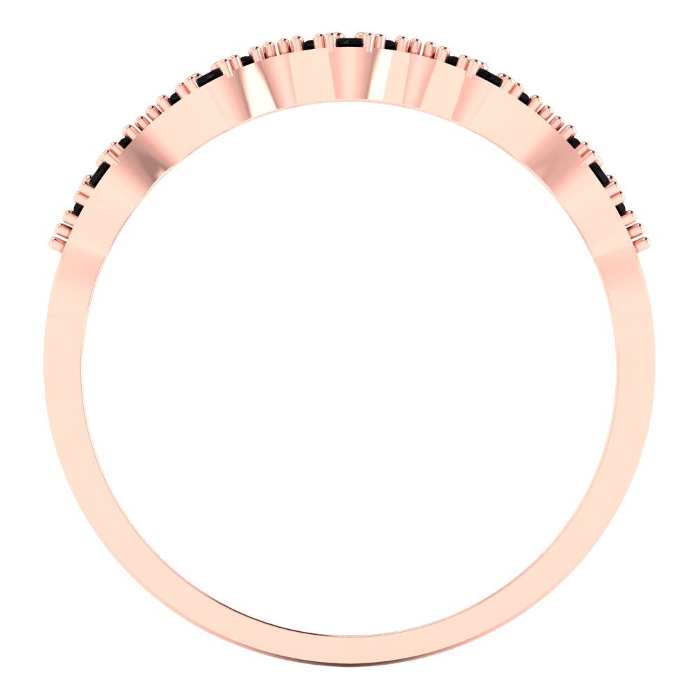 0.1 cttw Natural Onyx Round Cut Rose Gold Eternity Wedding Band