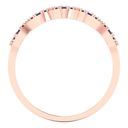 0.1 cttw Simulated Blue Sapphire Round Cut Rose Gold Eternity Wedding Band