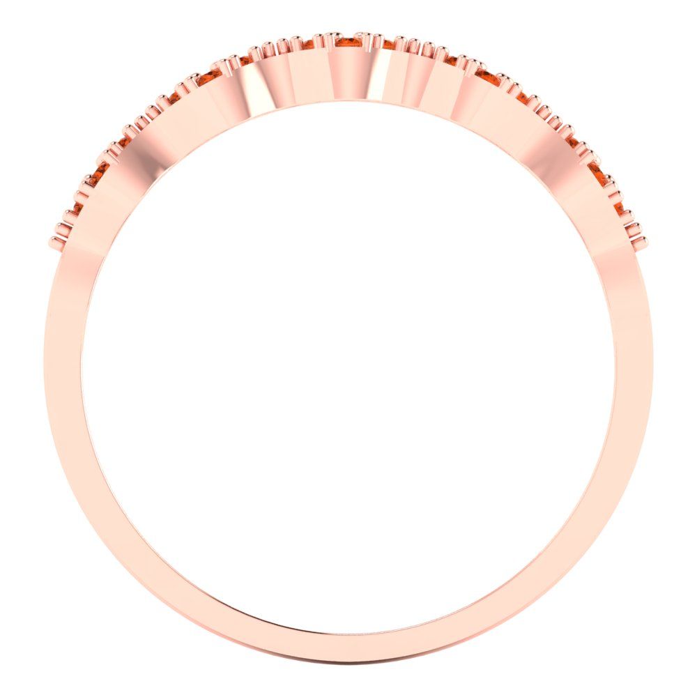 0.1 cttw Simulated Red Diamond Round Cut Rose Gold Eternity Wedding Band