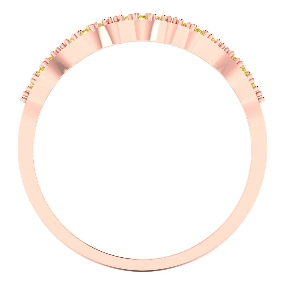 0.1 cttw Simulated Yellow Diamond Round Cut Rose Gold Eternity Wedding Band