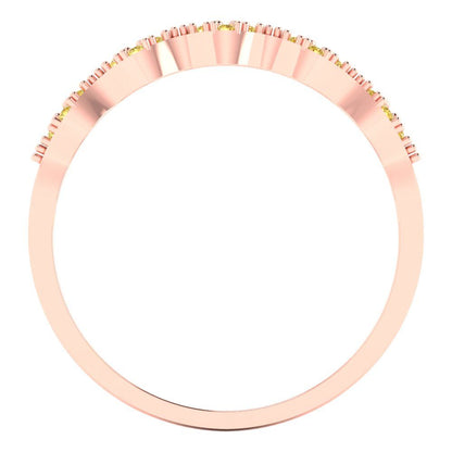 0.1 cttw Simulated Yellow Diamond Round Cut Rose Gold Eternity Wedding Band