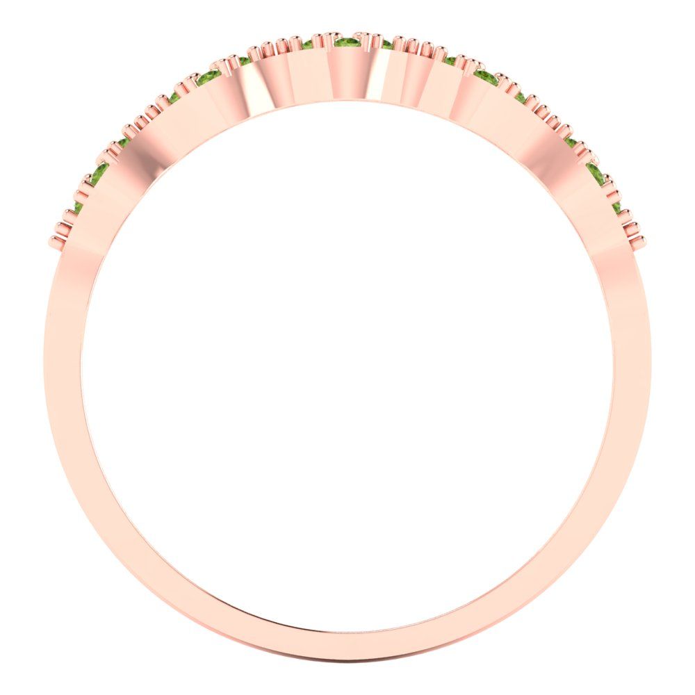 0.1 cttw Natural Peridot Round Cut Rose Gold Eternity Wedding Band