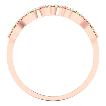 0.1 cttw Natural Peridot Round Cut Rose Gold Eternity Wedding Band