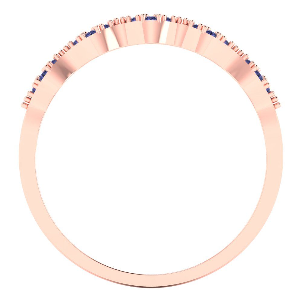 0.1 cttw Simulated Tanzanite Round Cut Rose Gold Eternity Wedding Band