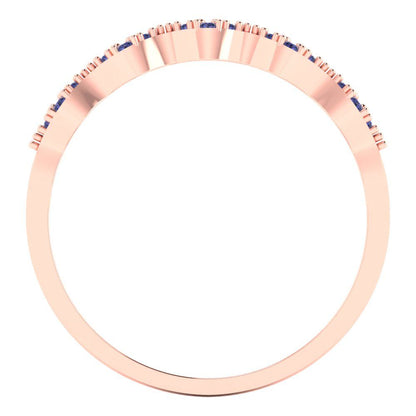 0.1 cttw Simulated Tanzanite Round Cut Rose Gold Eternity Wedding Band