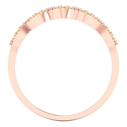 0.1 cttw Natural Citrine Round Cut Rose Gold Eternity Wedding Band
