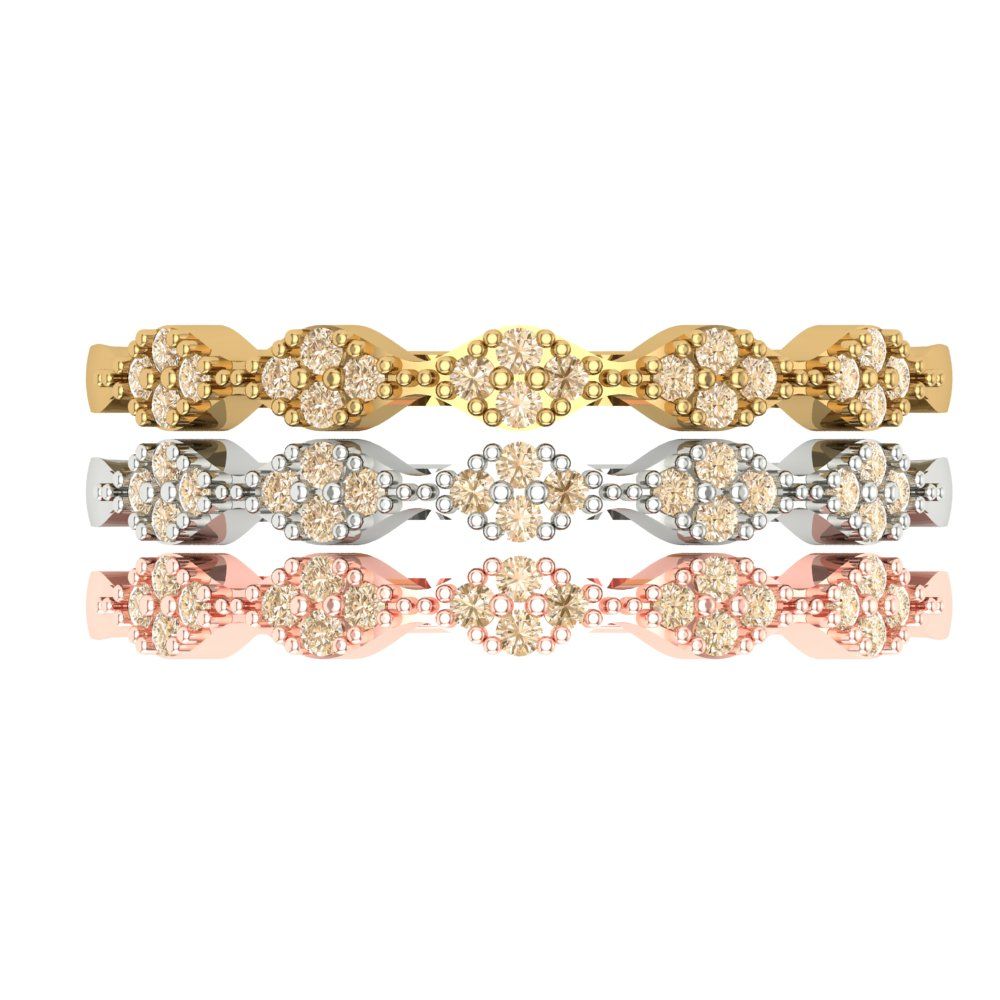 0.3 cttw Natural Morganite Round Cut White/Rose/Yellow Gold Eternity Wedding Band