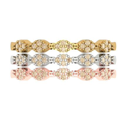 0.3 cttw Natural Morganite Round Cut White/Rose/Yellow Gold Eternity Wedding Band