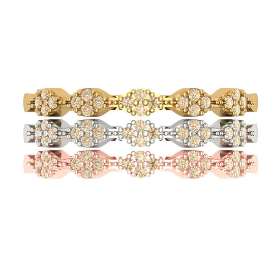 0.3 cttw Natural Morganite Round Cut White/Rose/Yellow Gold Eternity Wedding Band