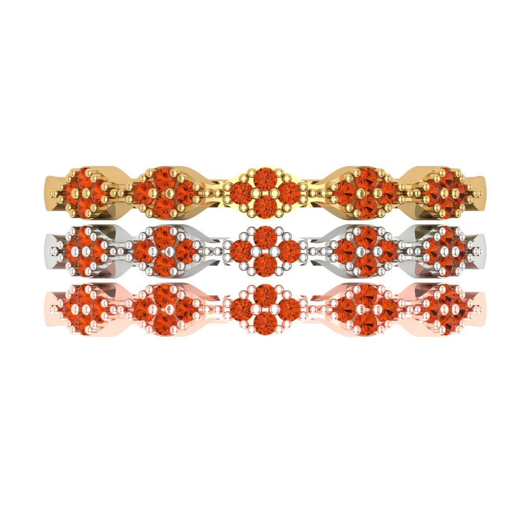 0.3 cttw Simulated Red Diamond Round Cut White/Rose/Yellow Gold Eternity Wedding Band