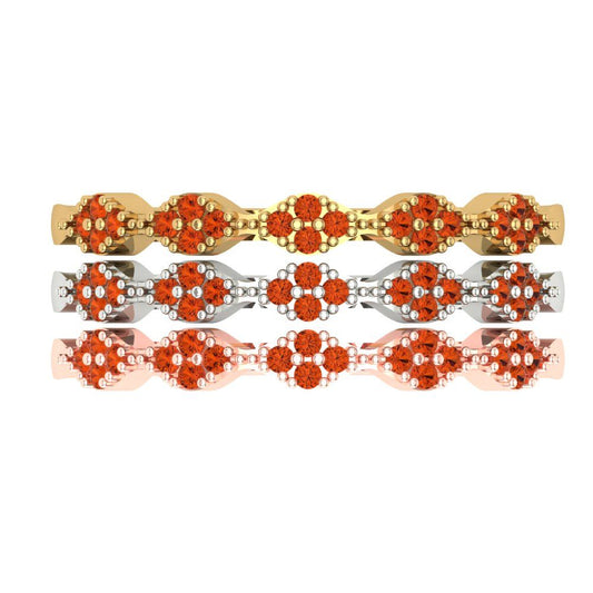 0.3 cttw Simulated Red Diamond Round Cut White/Rose/Yellow Gold Eternity Wedding Band