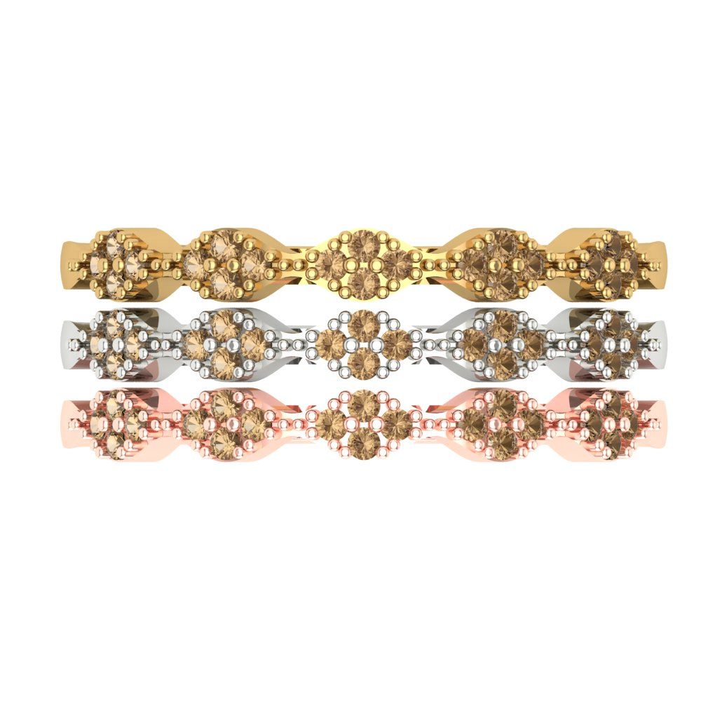 0.3 cttw Simulated Champagne Diamond Round Cut White/Rose/Yellow Gold Eternity Wedding Band