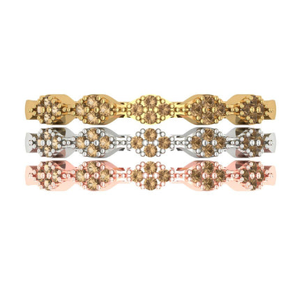 0.3 cttw Simulated Champagne Diamond Round Cut White/Rose/Yellow Gold Eternity Wedding Band