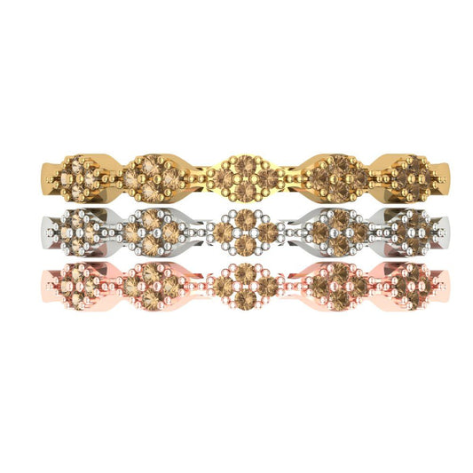 0.3 cttw Simulated Champagne Diamond Round Cut White/Rose/Yellow Gold Eternity Wedding Band
