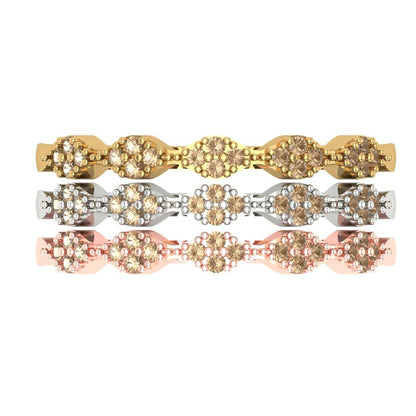0.3 cttw Yellow Moissanite Round Cut White/Rose/Yellow Gold Eternity Wedding Band
