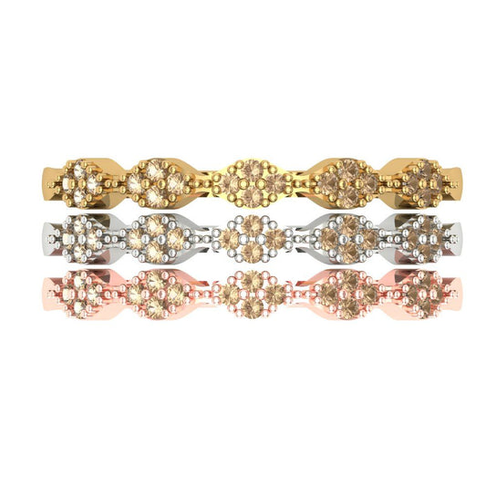 0.3 cttw Yellow Moissanite Round Cut White/Rose/Yellow Gold Eternity Wedding Band