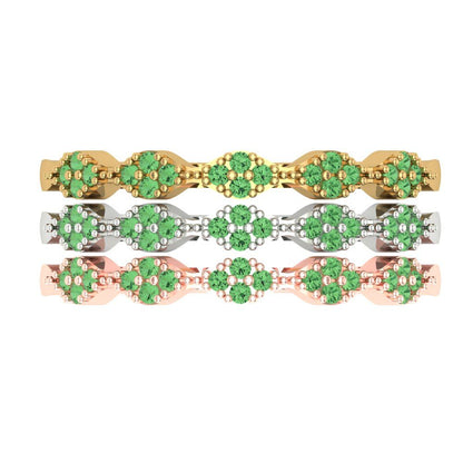 0.3 cttw Simulated Green Diamond Round Cut White/Rose/Yellow Gold Eternity Wedding Band