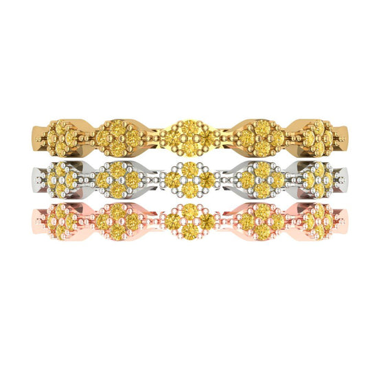 0.3 cttw Natural Citrine Round Cut White/Rose/Yellow Gold Eternity Wedding Band