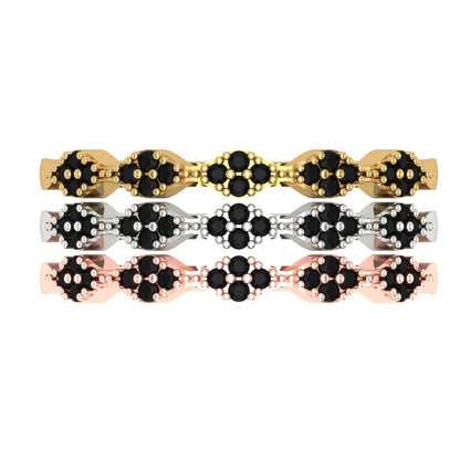 0.3 cttw Natural Onyx Round Cut White/Rose/Yellow Gold Eternity Wedding Band
