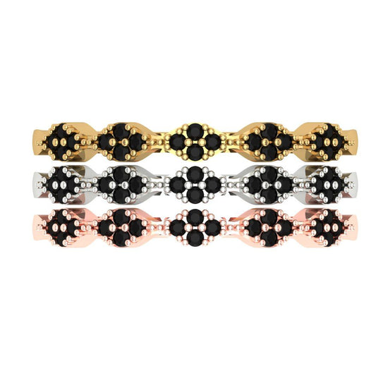 0.3 cttw Natural Onyx Round Cut White/Rose/Yellow Gold Eternity Wedding Band