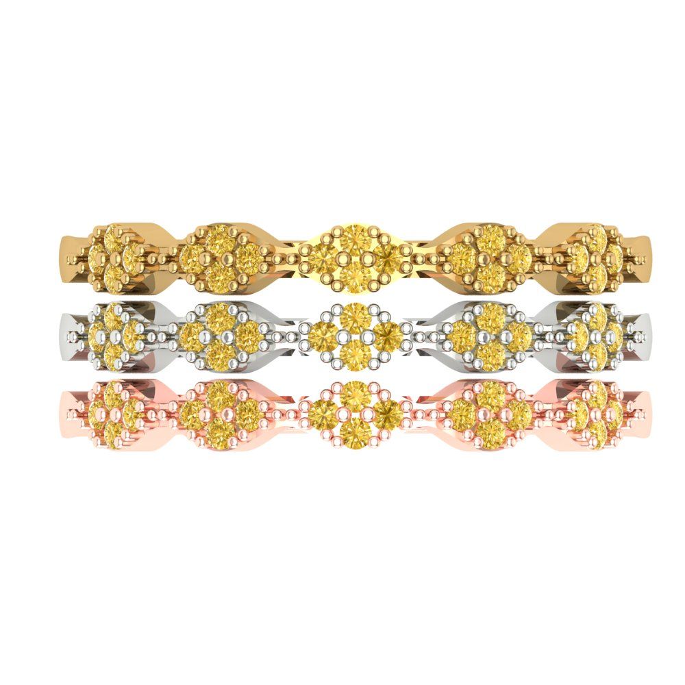 0.3 cttw Simulated Yellow Diamond Round Cut White/Rose/Yellow Gold Eternity Wedding Band