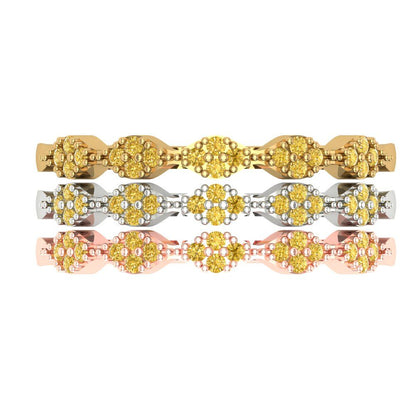 0.3 cttw Simulated Yellow Diamond Round Cut White/Rose/Yellow Gold Eternity Wedding Band