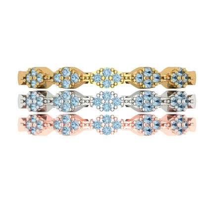 0.3 cttw Simulated Blue Diamond Round Cut White/Rose/Yellow Gold Eternity Wedding Band