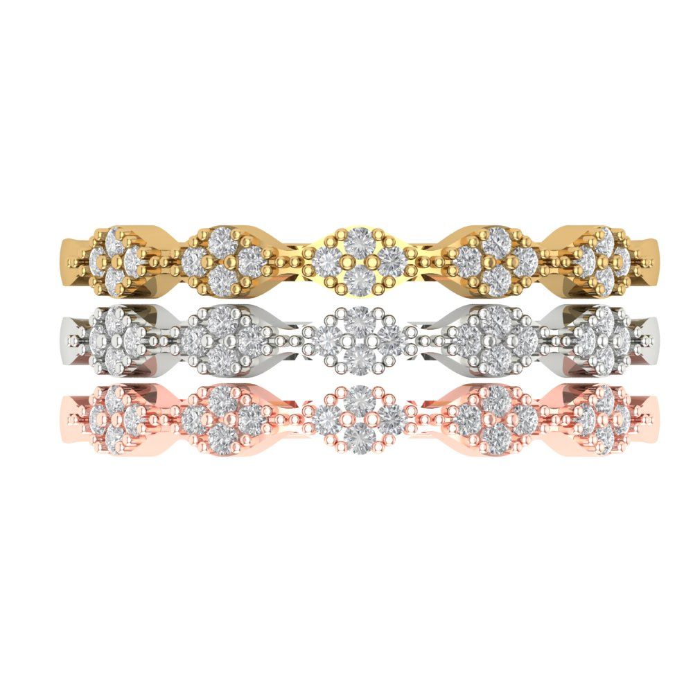 0.3 cttw White Sapphire Round Cut White/Rose/Yellow Gold Eternity Wedding Band