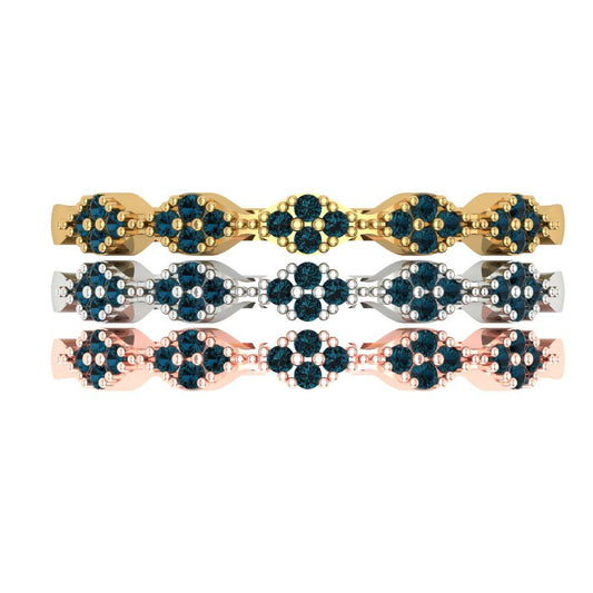 0.3 cttw Natural London Blue Topaz Round Cut White/Rose/Yellow Gold Eternity Wedding Band