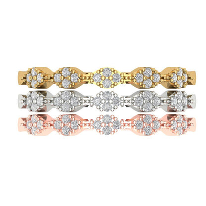0.3 cttw Moissanite Round Cut White/Rose/Yellow Gold Eternity Wedding Band