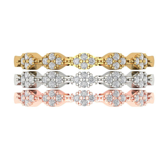 0.3 cttw Moissanite Round Cut White/Rose/Yellow Gold Eternity Wedding Band