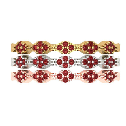 0.3 cttw Natural Garnet Round Cut White/Rose/Yellow Gold Eternity Wedding Band
