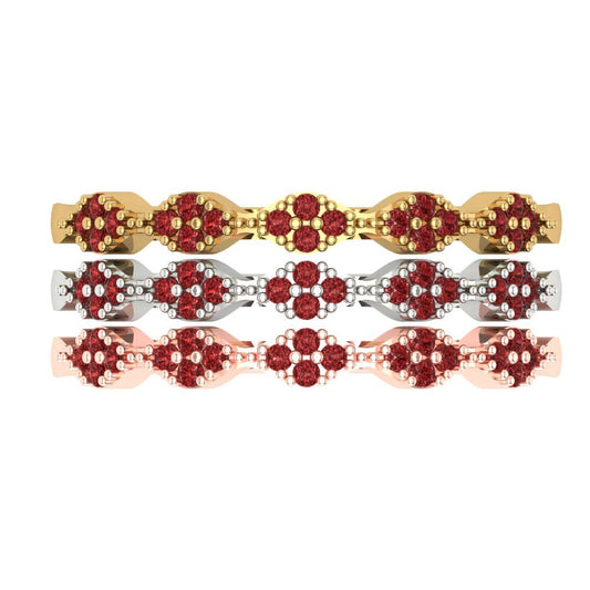 0.3 cttw Natural Garnet Round Cut White/Rose/Yellow Gold Eternity Wedding Band