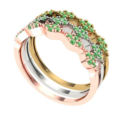 0.3 cttw Simulated Green Diamond Round Cut White/Rose/Yellow Gold Eternity Wedding Band