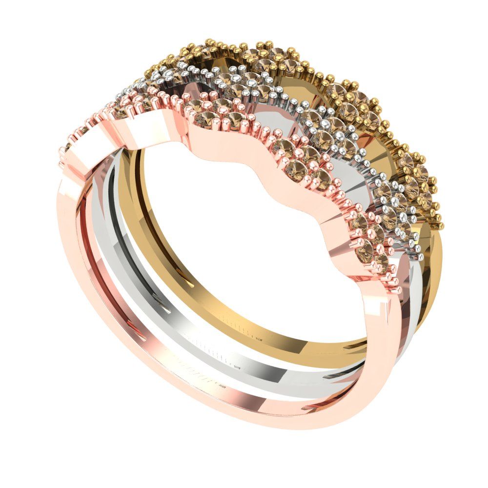 0.3 cttw Simulated Champagne Diamond Round Cut White/Rose/Yellow Gold Eternity Wedding Band