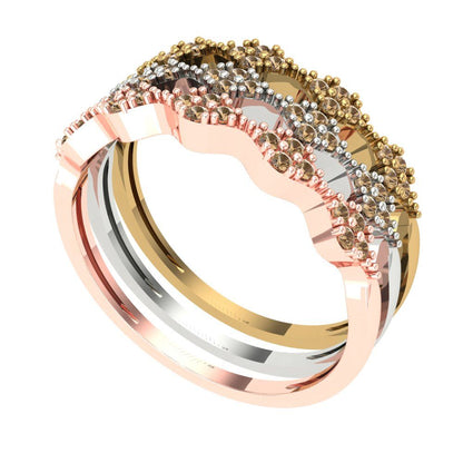 0.3 cttw Simulated Champagne Diamond Round Cut White/Rose/Yellow Gold Eternity Wedding Band