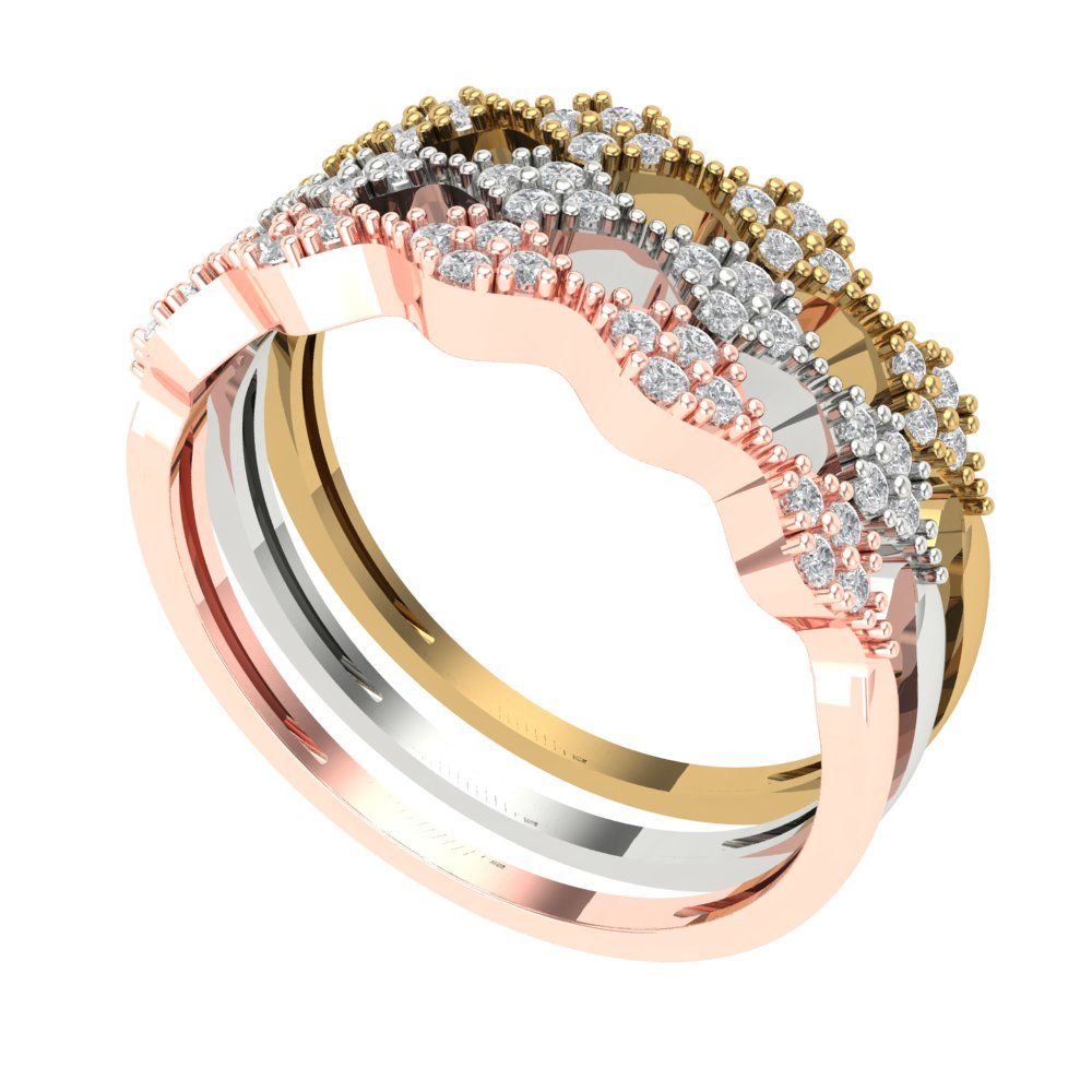 0.3 cttw Moissanite Round Cut White/Rose/Yellow Gold Eternity Wedding Band