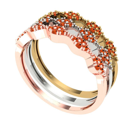 0.3 cttw Simulated Red Diamond Round Cut White/Rose/Yellow Gold Eternity Wedding Band