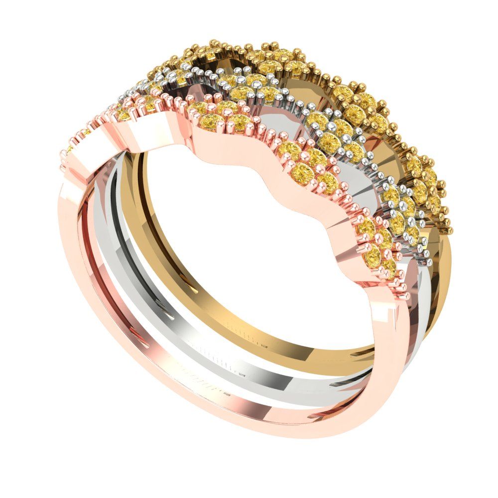 0.3 cttw Natural Citrine Round Cut White/Rose/Yellow Gold Eternity Wedding Band