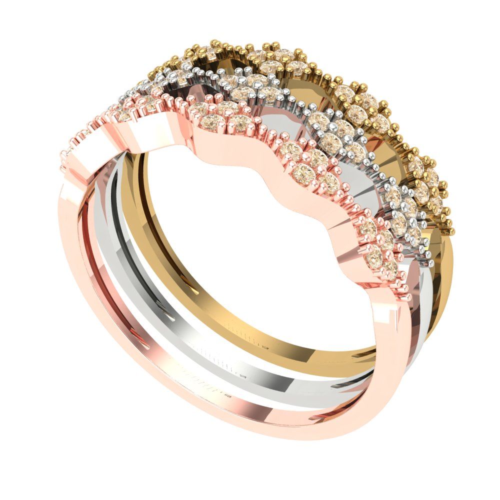 0.3 cttw Natural Morganite Round Cut White/Rose/Yellow Gold Eternity Wedding Band
