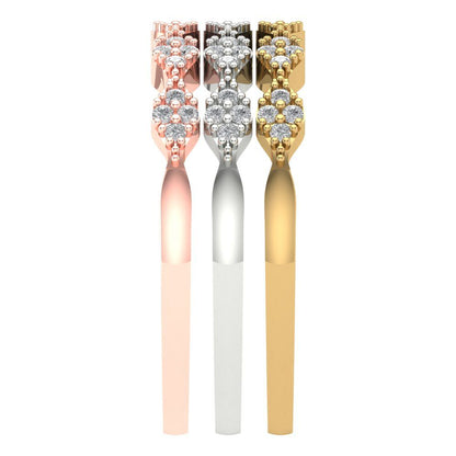 0.3 cttw Moissanite Round Cut White/Rose/Yellow Gold Eternity Wedding Band