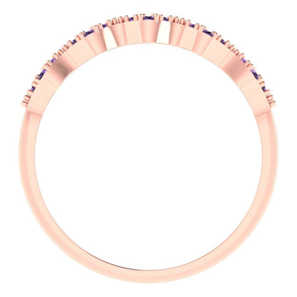 0.3 cttw Simulated Alexandrite Round Cut White/Rose/Yellow Gold Eternity Wedding Band