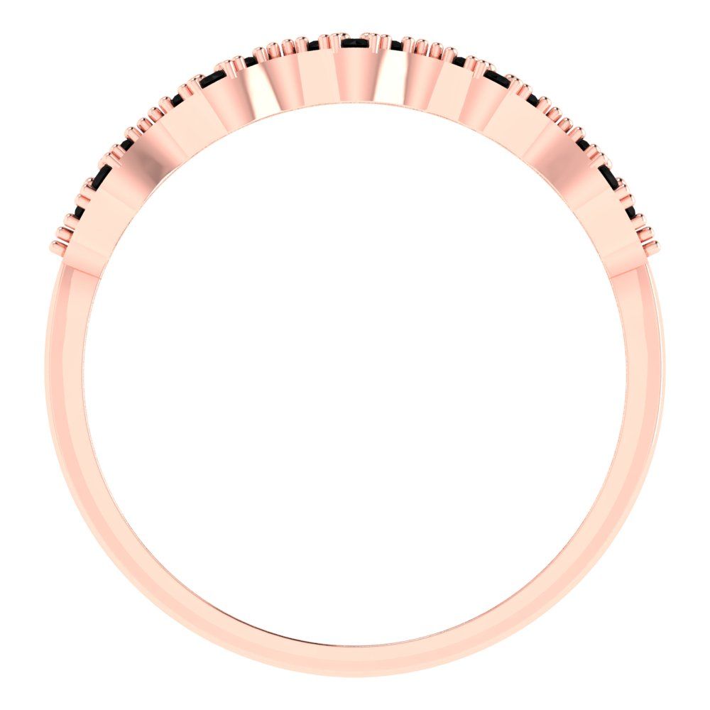 0.3 cttw Natural Onyx Round Cut White/Rose/Yellow Gold Eternity Wedding Band