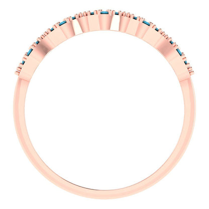 0.3 cttw Simulated Turquoise Round Cut White/Rose/Yellow Gold Eternity Wedding Band
