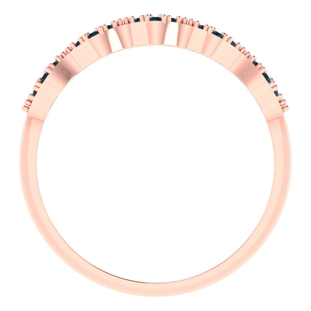 0.3 cttw Natural London Blue Topaz Round Cut White/Rose/Yellow Gold Eternity Wedding Band
