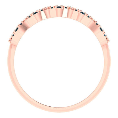 0.3 cttw Natural London Blue Topaz Round Cut White/Rose/Yellow Gold Eternity Wedding Band