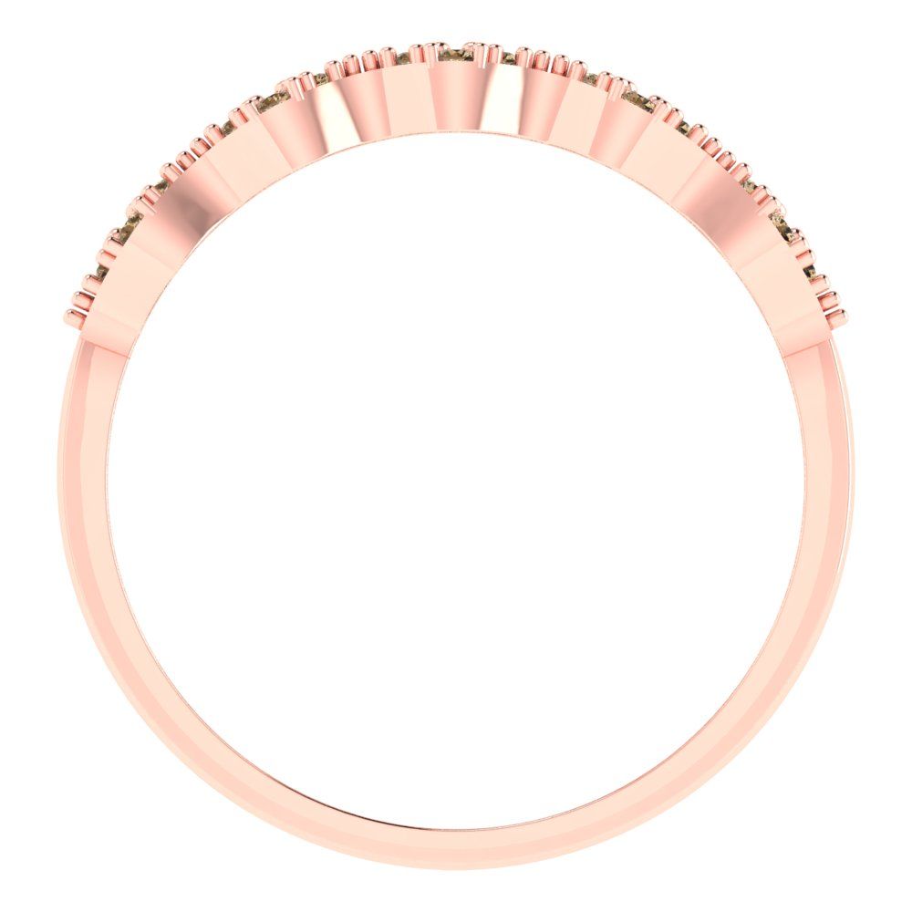 0.3 cttw Simulated Champagne Diamond Round Cut White/Rose/Yellow Gold Eternity Wedding Band