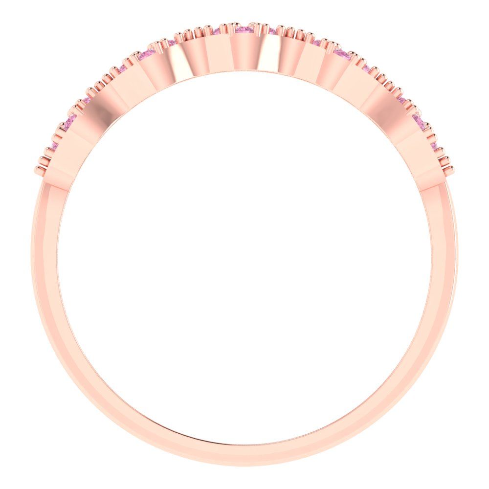 0.3 cttw Simulated Pink Diamond Round Cut White/Rose/Yellow Gold Eternity Wedding Band