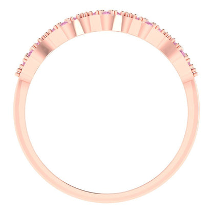 0.3 cttw Simulated Pink Diamond Round Cut White/Rose/Yellow Gold Eternity Wedding Band