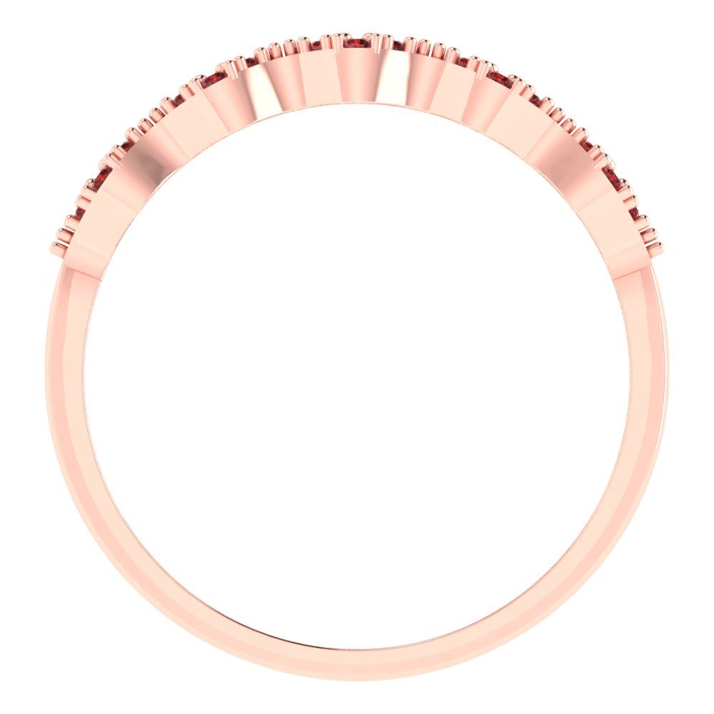 0.3 cttw Natural Garnet Round Cut White/Rose/Yellow Gold Eternity Wedding Band